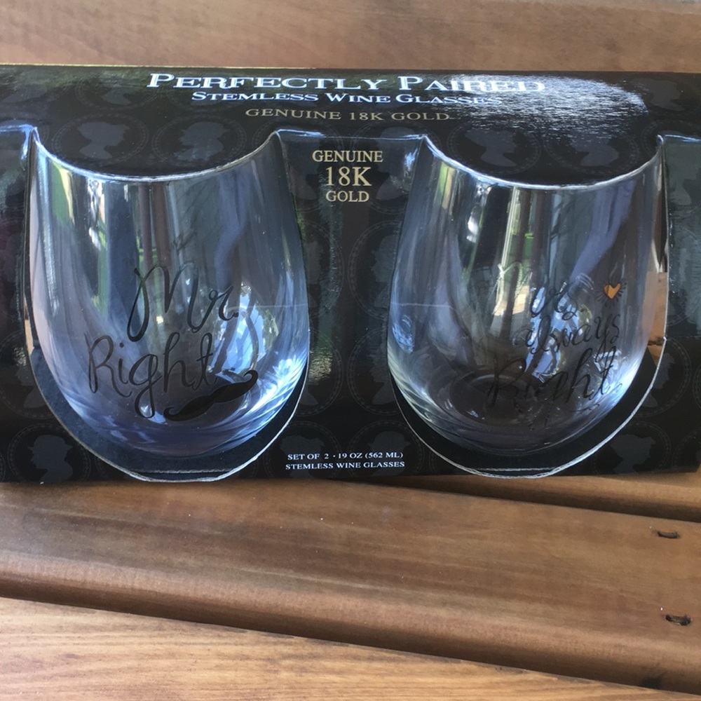 Wedding Glasses, stemless! NEW IN THE BoX